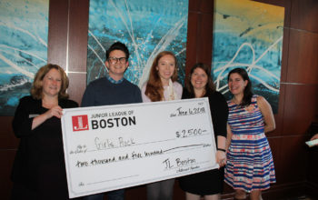 Grant recipients from Girls Rock with JL Boston president Karen Page and committee members Melissa Herman, Catherine Manning, and Jane Theriault