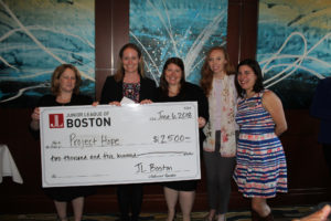 Grant recipients from Project Hope with JL Boston president Karen Page and committee members Melissa Herman, Catherine Manning, and Jane Theriault