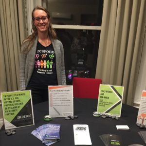 A representative from RESPOND at the DVAM training event.